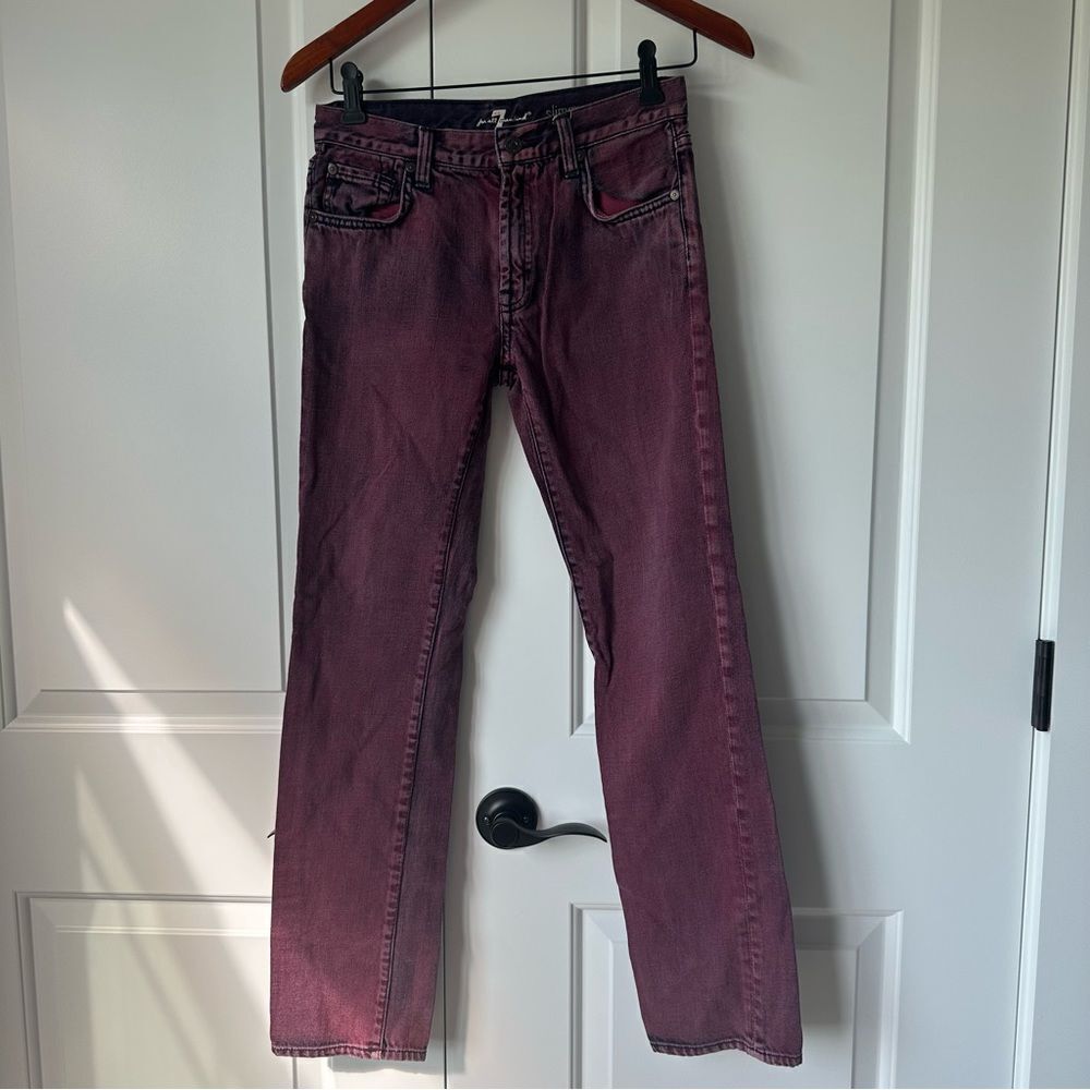 7 For All Mankind Size 14 Slimmy Red Wash Jeans - Picture 3 of 4
